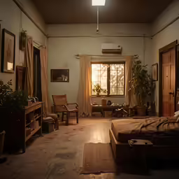an old style room features many wooden chairs and lots of light