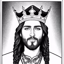 a drawing of jesus wearing a crown