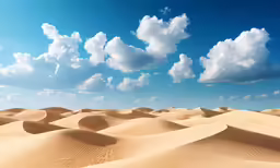 there are some clouds flying over sand dunes