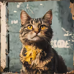 a cat that has been wearing yellow collar