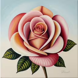 this is an acrylic painting of a rose,a painting of a rose on a canvas