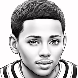 a caricature of the boy in striped shirt