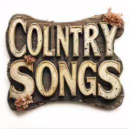 a large wooden sign that says country song on it