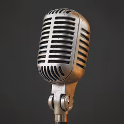 an old fashioned microphone on display for use