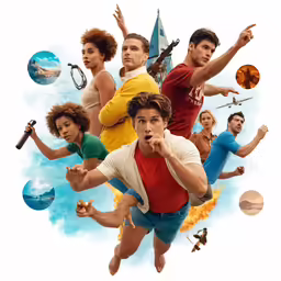 the poster for high school musical, including characters in various poses