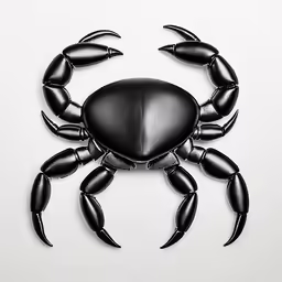 a black crab on a white surface