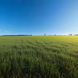 there is a field of grass under a blue sky