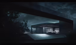 a house is situated beneath a darkened sky