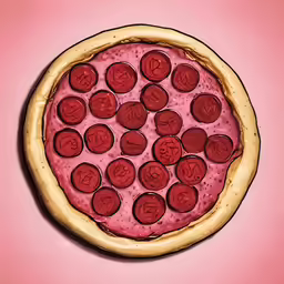 pizza with red sauce and many small round pieces