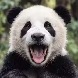 a close up of an animal that is smiling