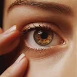 an image of a human eye being held to the side