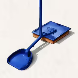 a blue scoop that is sitting on some kind of table