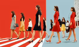 a group of women wearing black and white high heels
