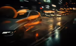 the car is traveling in the blurry area