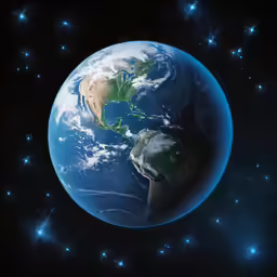 the planet earth is shown in the center of the picture
