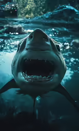 an underwater photo of a large shark