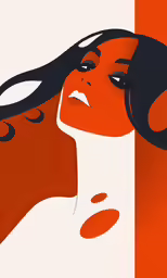the woman in red and black is looking to her left