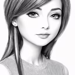 the drawing shows a woman with long hair