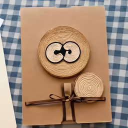 a box is decorated with some wood and fabric