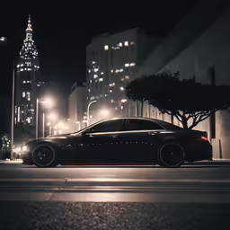 a car parked on the street with no headlights