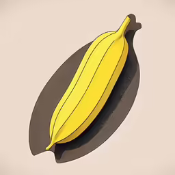 an illustration of a single ripe banana on a circular plate
