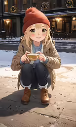 a cartoon character holding a bowl of food