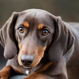 an adorable little dachshund laying on the ground
