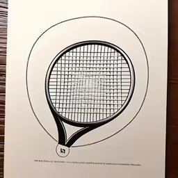 the poster is showing the tennis racket and the logo