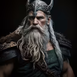 a man with long white hair wearing a horned mask