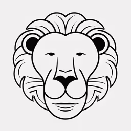 a lion face with a black outline over it