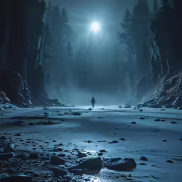 a person is walking across a snow covered mountain trail