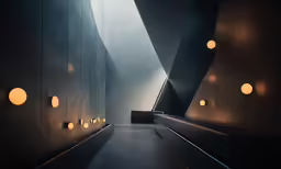 the inside of an empty room has lights