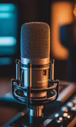 the microphone is on a sound board on a table