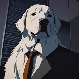 a dog dressed in a suit, tie and sunglasses