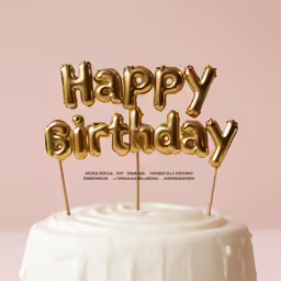 a white birthday cake sitting on top of a table