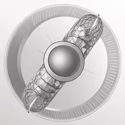an abstract silver object is in a circular frame