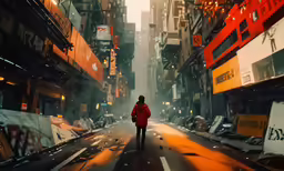 a man walking on the street in the city