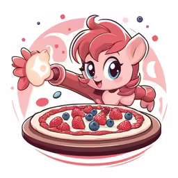 pizza, strawberry, fruit and pony