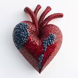 there is a very decorative heart with berries on it