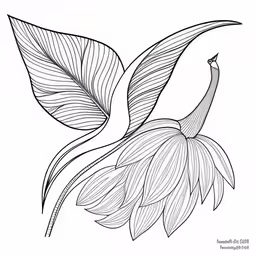 this is an illustration of a bird with leaves on it,a bird with two leaves on its head