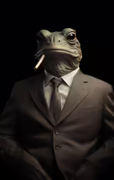 a man wearing a suit and smoking a cigarette