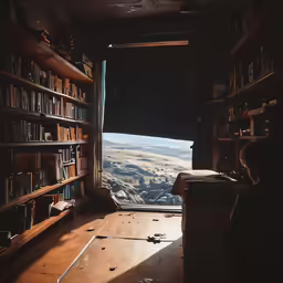 a view of a very big room with a big window