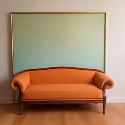 a couch on the floor with a glass wall behind it