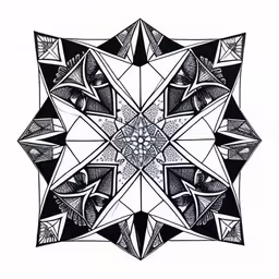 an artistic black and white design,an intricate, artistic drawing on paper in black and white,the top portion of a drawing is shown with the abstract shape,a picture of a flower that has been drawn by hand,a black and white design with an elaborate star motif