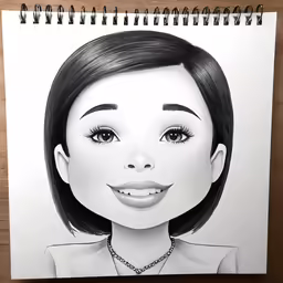 a drawing of a woman wearing necklaces