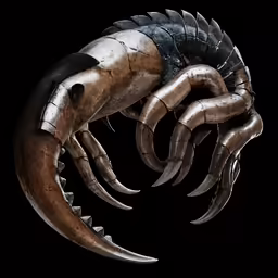 the head of an insect with massive teeth on it