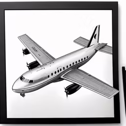 a drawing of a jetliner flying in the sky
