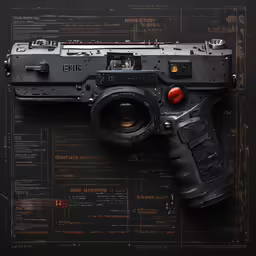 an old camera and lens cap on a black background