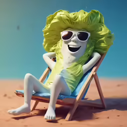 a 3d photo of a person in sunglasses on a beach