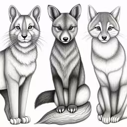 the four different animals are shown in this sketch